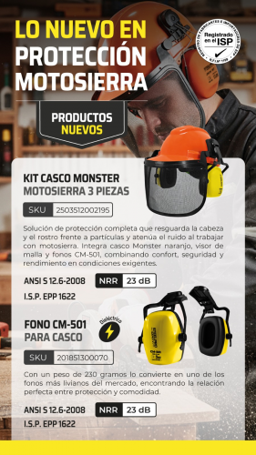 KIT CASCO MONSTER MOTOSIERRA NARANJO