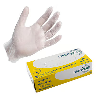 MUNCARE GUANTE VINILO SIN POLVO S, M , L X100