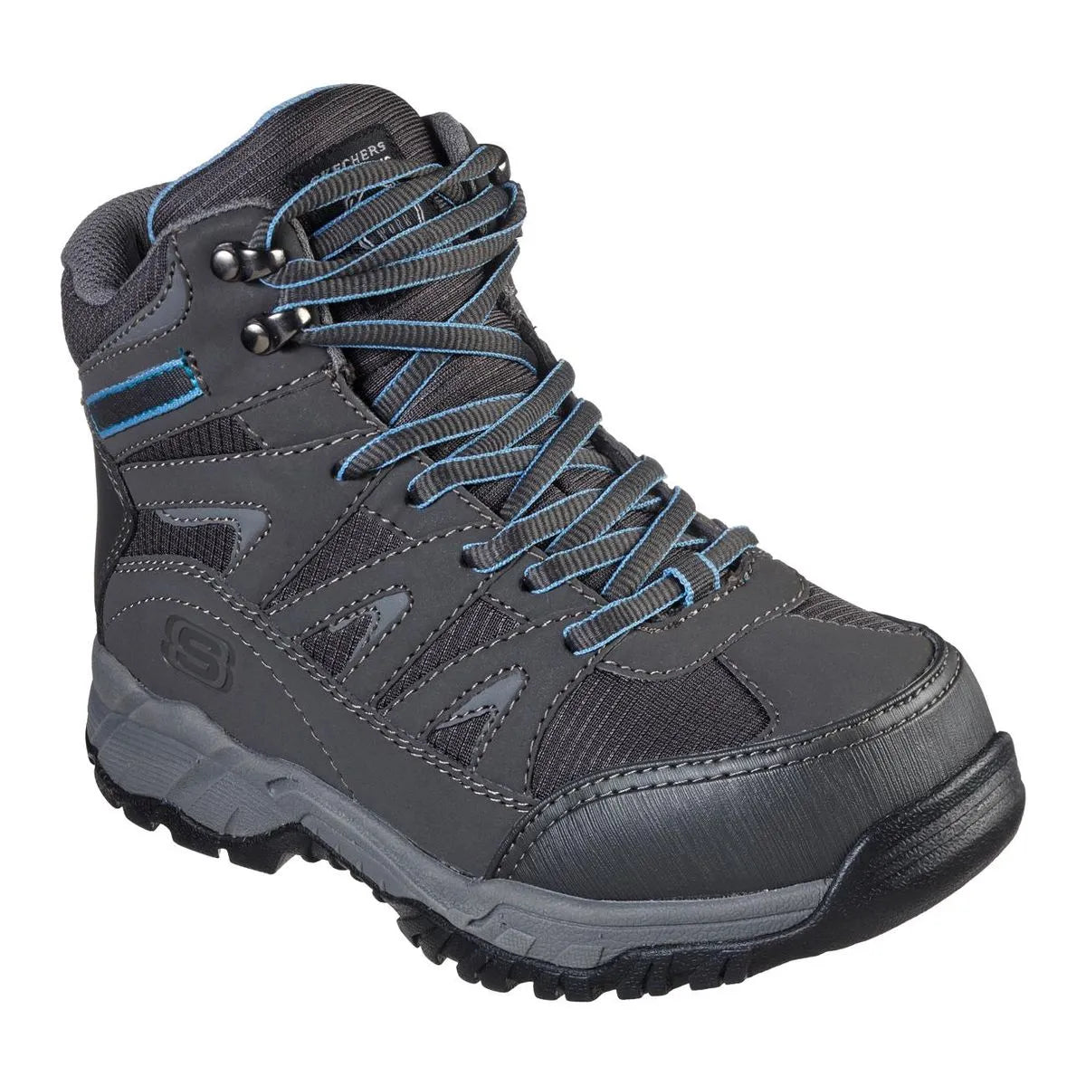 Botín De Seguridad Skechers Pomeria Gris Celeste Mujer