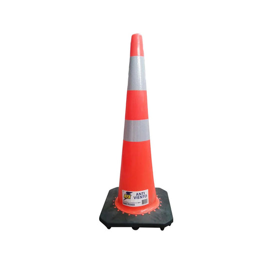 CONO SEÑALIZACION 36'' C/DOBLE CINTA ANTI VIENTO