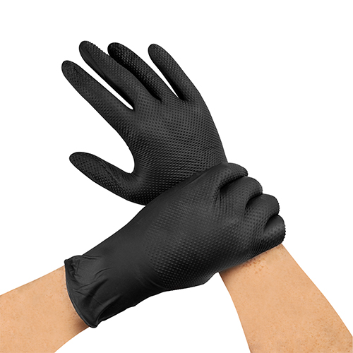GUANTE RAVEN NITRILO TEXTURIZADO NEGRO 8.0 GR (CAJA 100 UNIDADES )