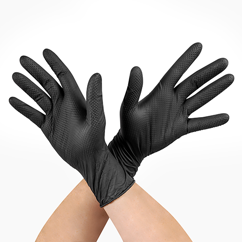 GUANTE RAVEN NITRILO TEXTURIZADO NEGRO 8.0 GR (CAJA 100 UNIDADES )