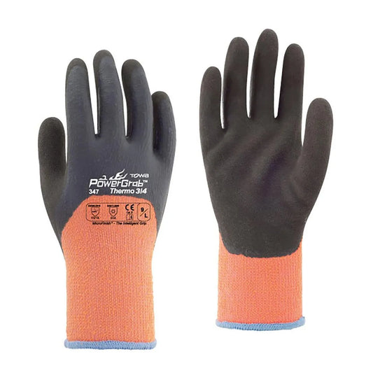 Guante Towa Polyester/Latex Powergrab Thermo 3/4 Naranjo