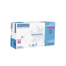 Guantes de Látex Top Glove Examinación con Polvo Talla M Blanco 100 Unidades