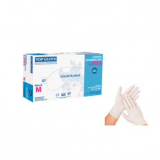 Guantes de Látex Top Glove Examinación con Polvo Talla M Blanco 100 Unidades