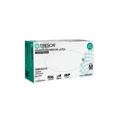Guantes de Látex Tresor Examinación con Polvo Blanco 100 Unidades