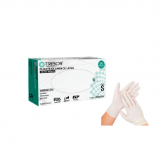 Guantes de Látex Tresor Examinación con Polvo Talla L Blanco 100 Unidades