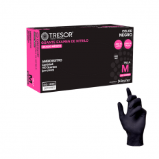 Guantes de Nitrilo Tresor Examinación Sin Polvo  Negro 100 Unidades