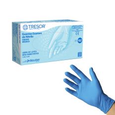 Guantes de Nitrilo Tresor Examinación Sin Polvos Azul 100 Unidades