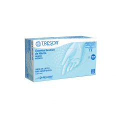 Guantes de Nitrilo Tresor Examinación Sin Polvos Azul 100 Unidades