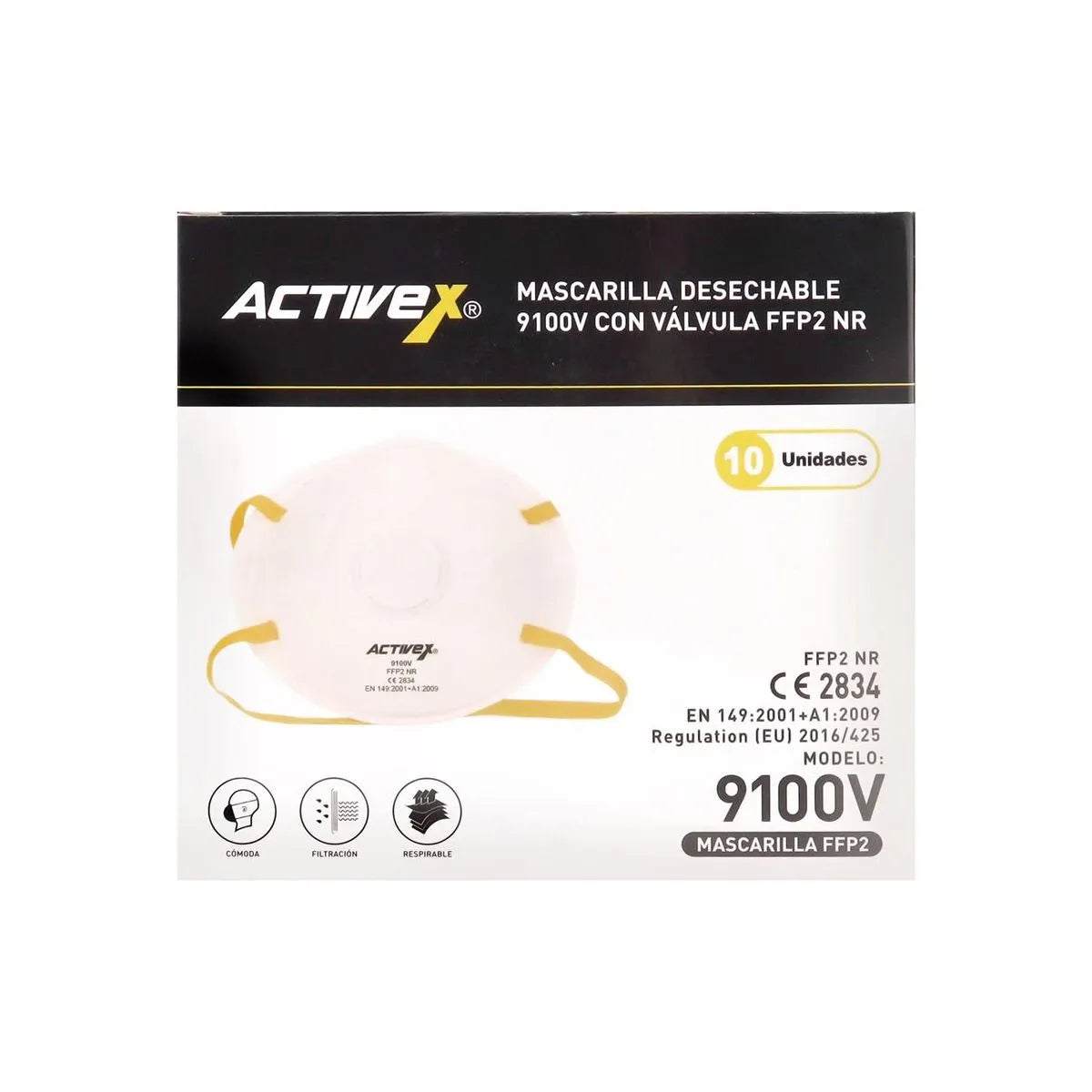 Mascarilla Activex 9100V con valvula FFP2 NR (10 unidades)