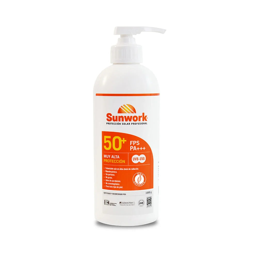 Protector Solar FPS 50+ Sunwork con Bomba 1 LT