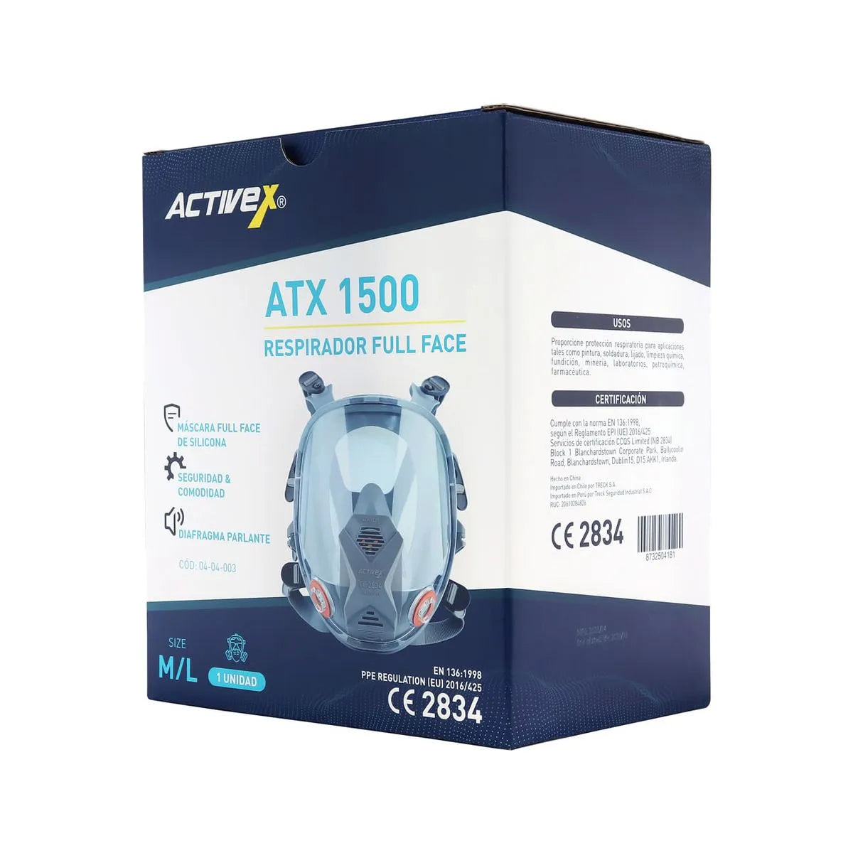 Respirador Full Face Silicona Activex ATX 1500 Talla Universal