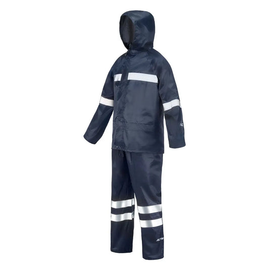 Traje Lluvia Azul con Cinta Reflectante