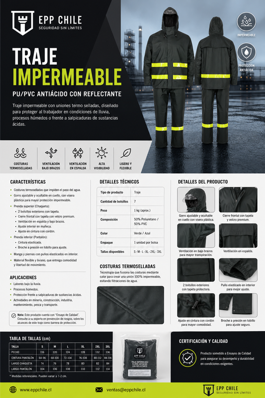 Traje Atox PU Antiácido Verde
